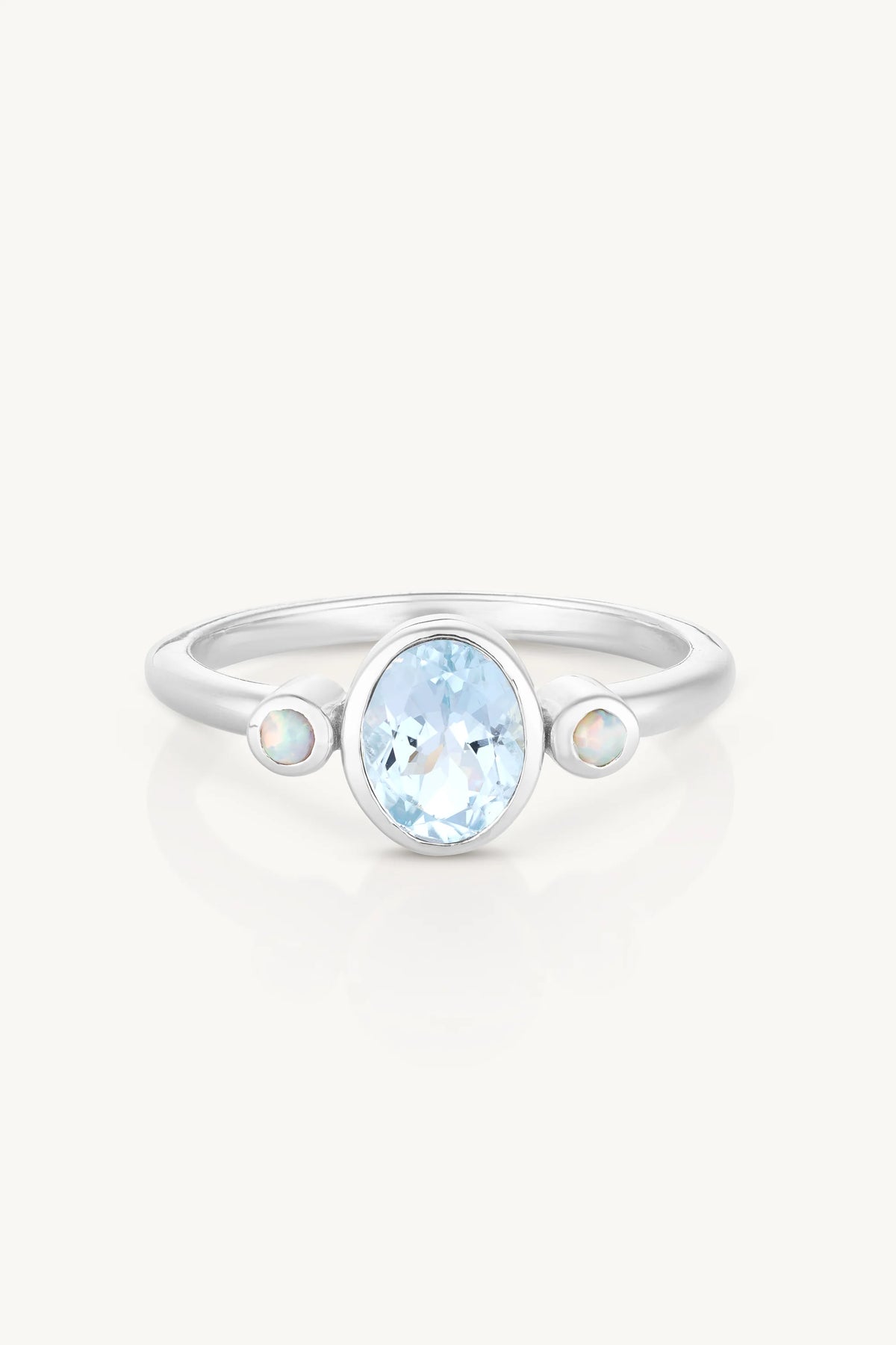 Sophia Sky Blue Topaz Silver Stacker - Size 8