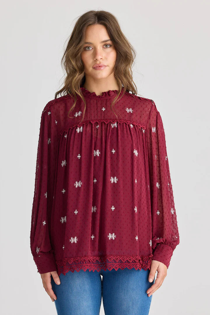 Ellidy Blouse - Red Wine