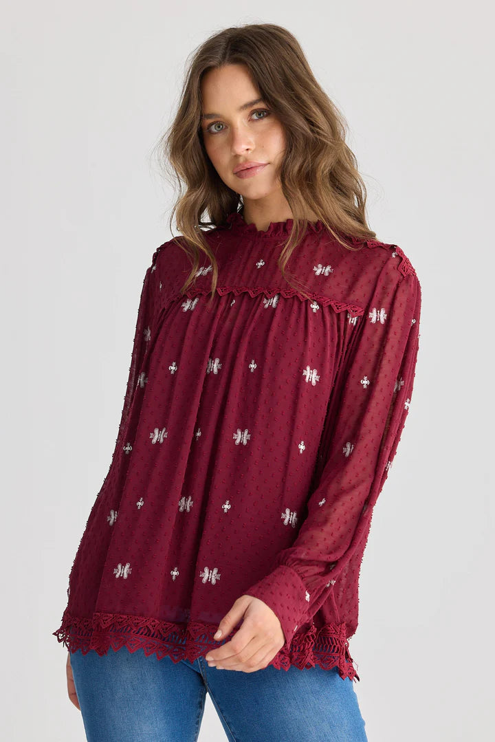 Ellidy Blouse - Red Wine