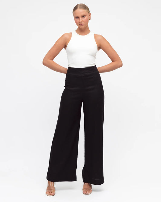 Flip Linen Pant - Black