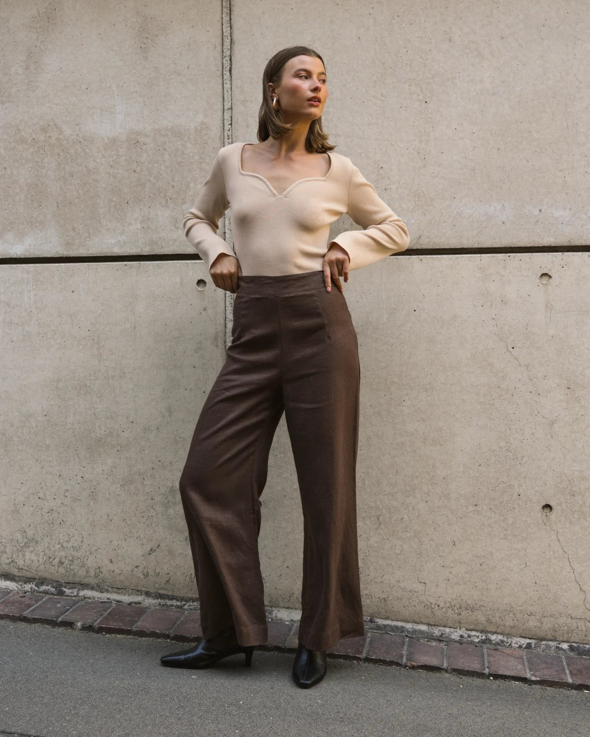 Flip Linen Pant - Chocolate