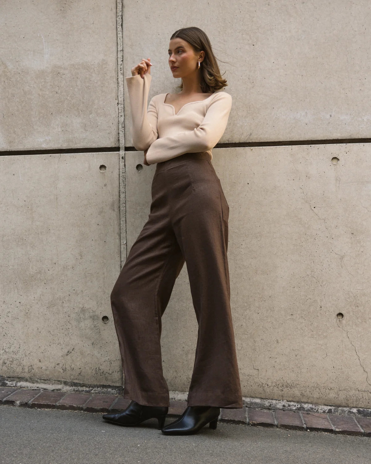 Flip Linen Pant - Chocolate