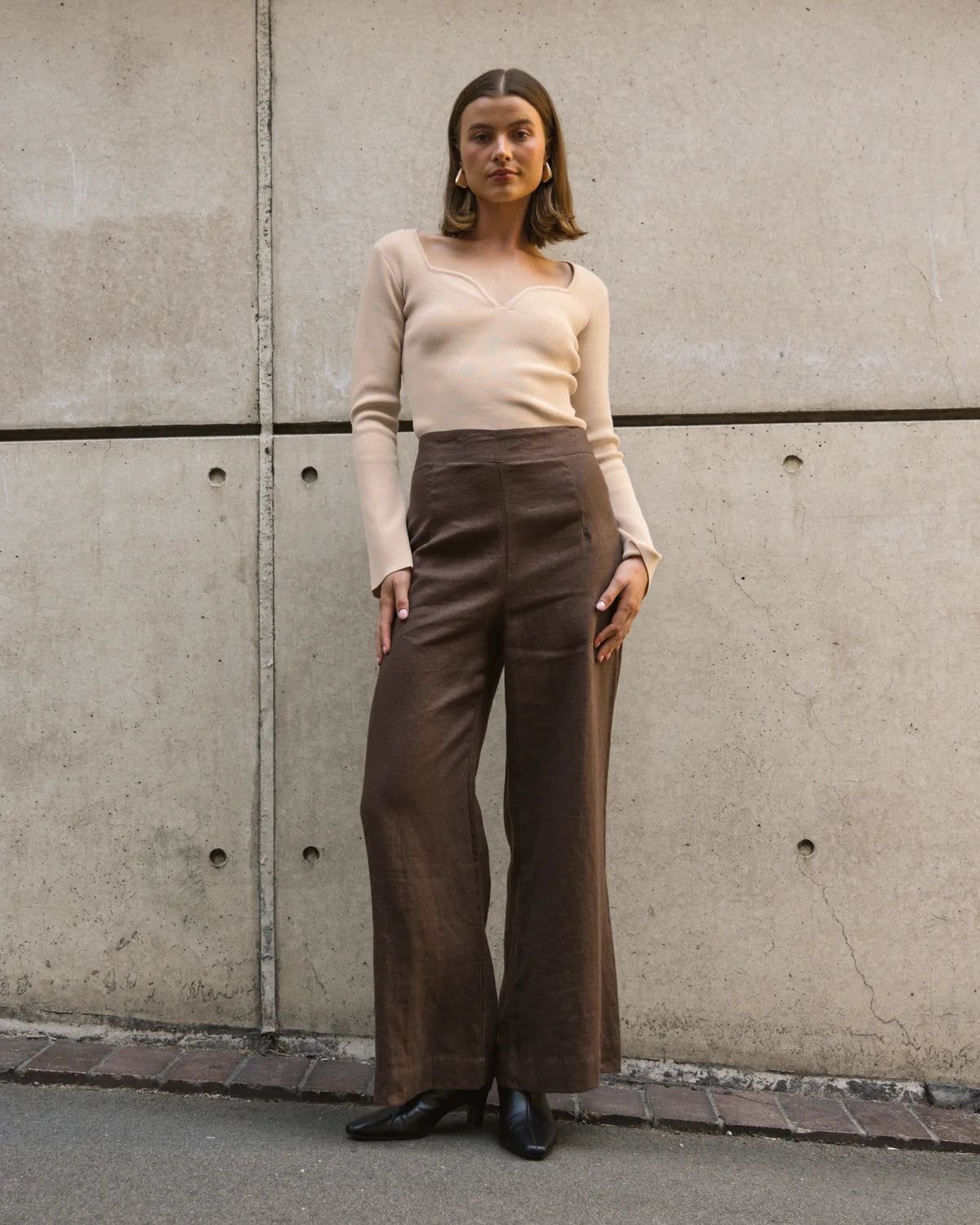 Flip Linen Pant - Chocolate
