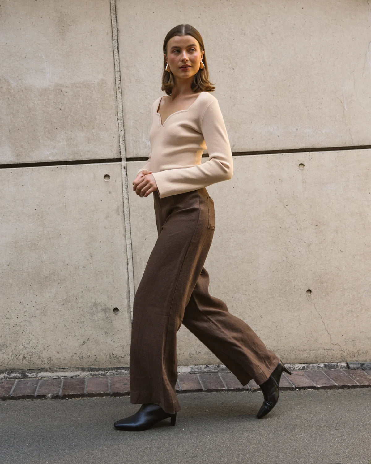 Flip Linen Pant - Chocolate