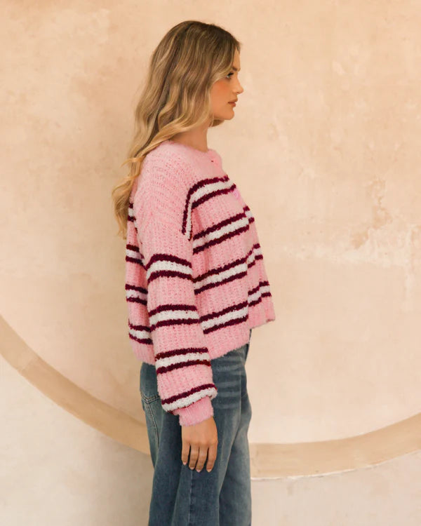 Rosewood Stripe Jumper - Pink
