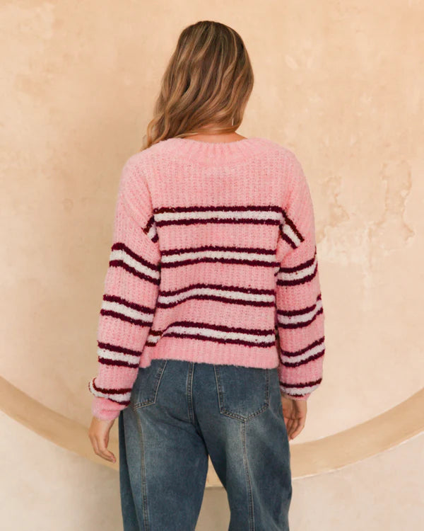 Rosewood Stripe Jumper - Pink