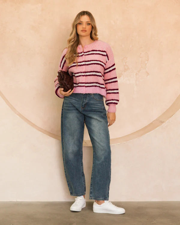 Rosewood Stripe Jumper - Pink