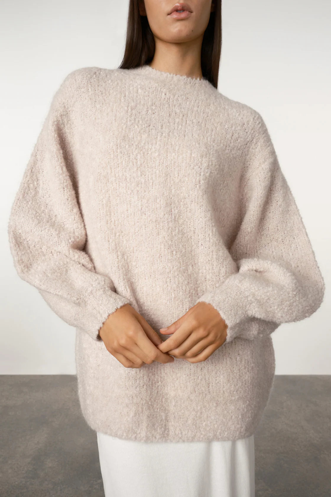 Stone Boucle Knit Wool Blend Jumper