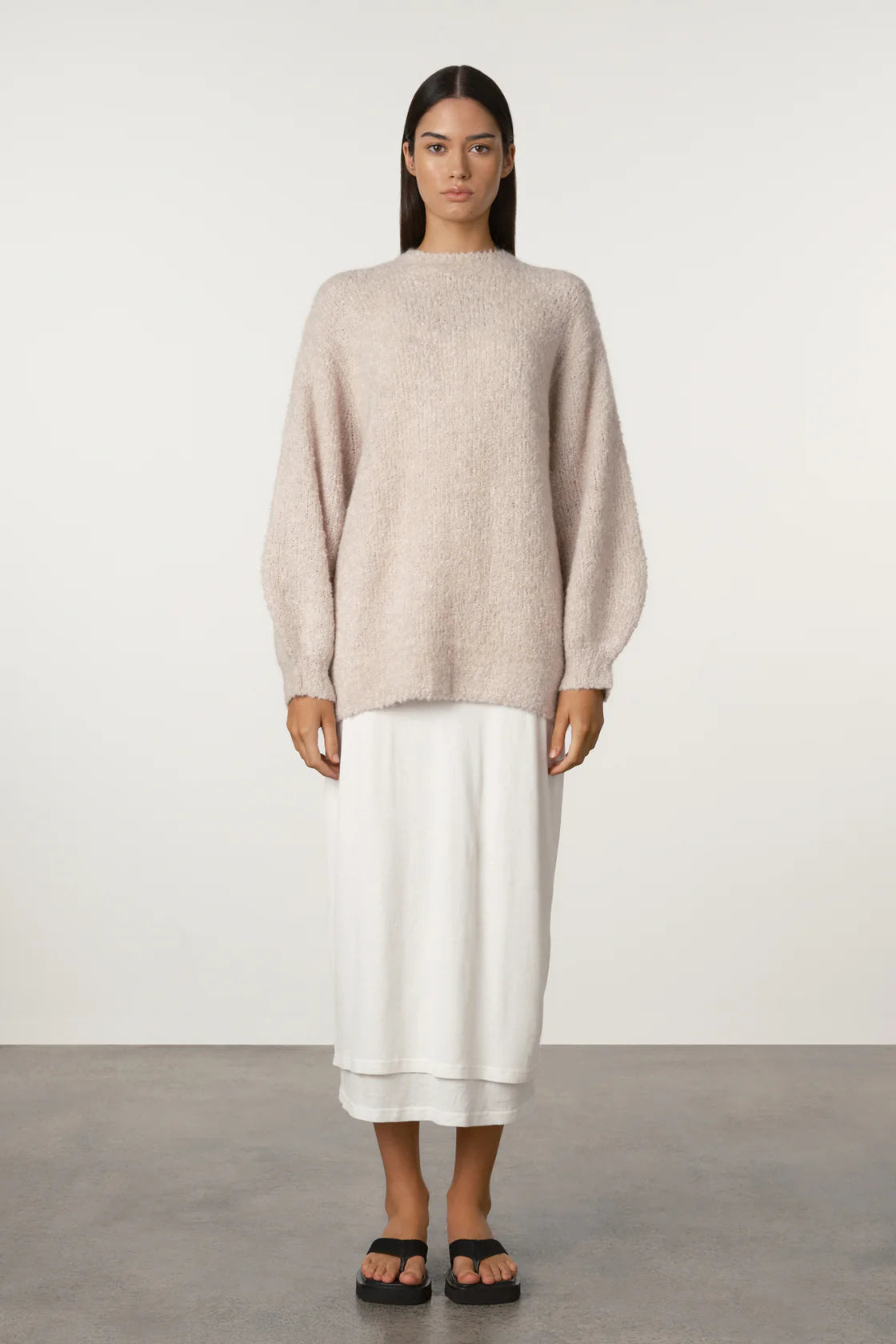 Stone Boucle Knit Wool Blend Jumper