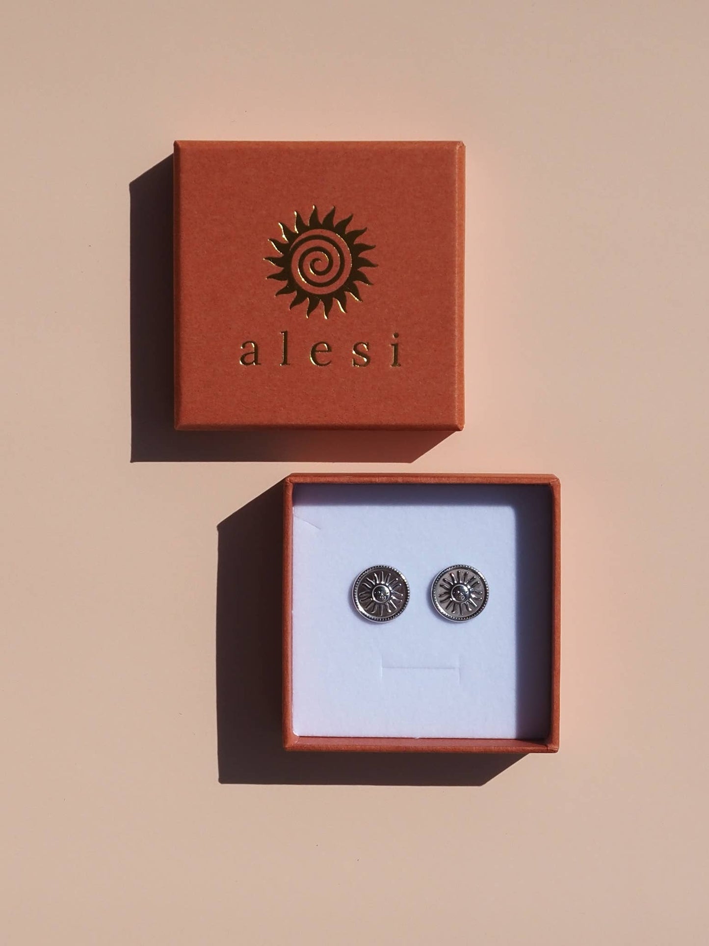 18K Gold Sun Earrings: (Silver) Stainless Steel