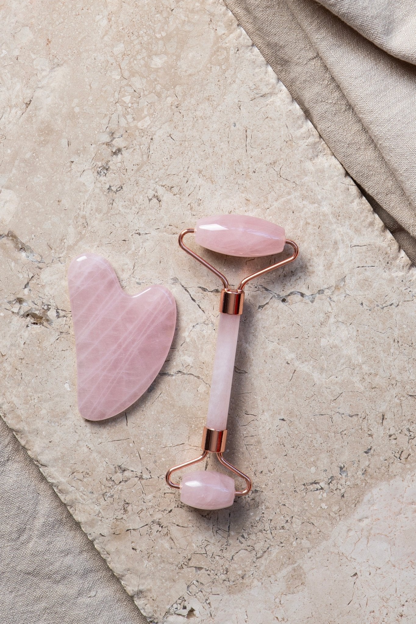 Alta Rose Quartz Beauty Ritual Set Roller and Gua Sha