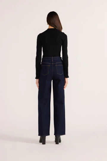 Bowie Pointelle Skivvy Top - Black