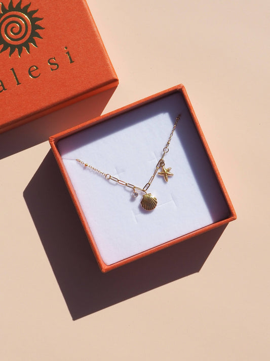 Seashell Charm Necklace 18K Gold