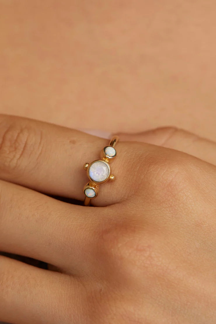 Cora Moonstone and Opal Gold Ring
