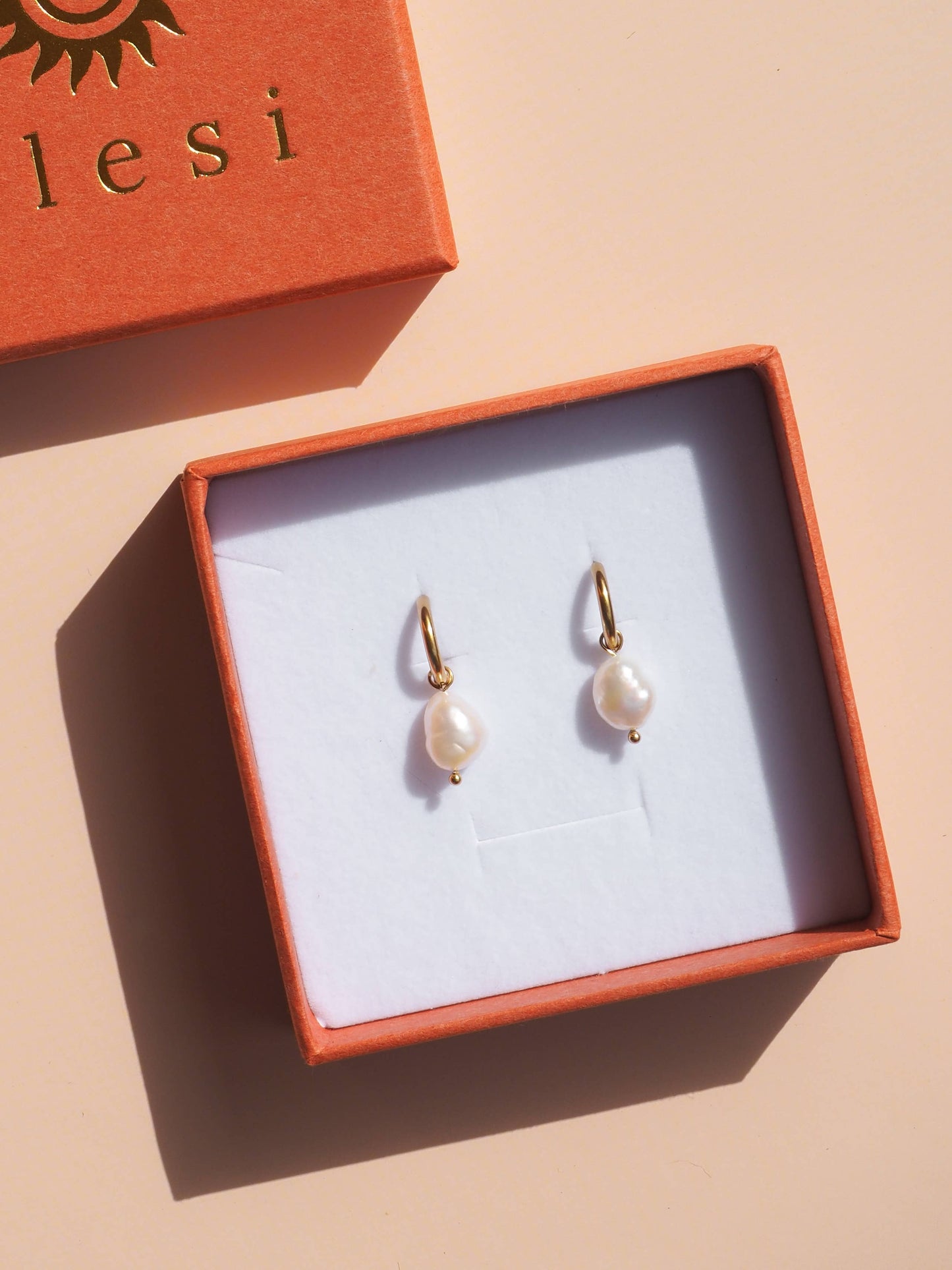 18K Gold Freshwater Pearl Hoops: (Silver) Surgical Steel