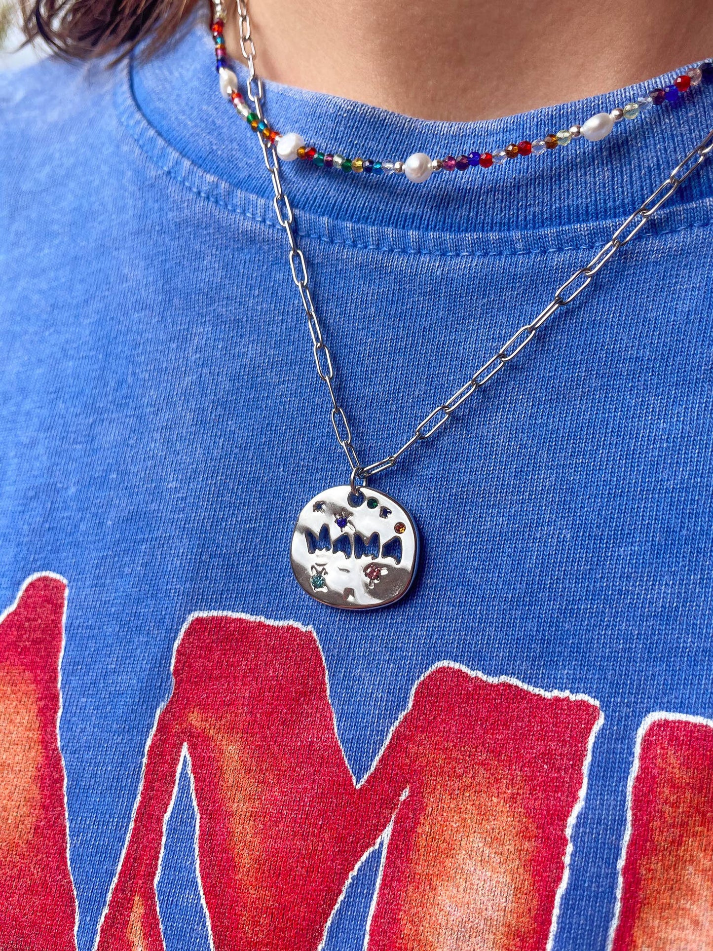 'MAMA' Necklace - Mother's Day (Gold & Silver): Silver
