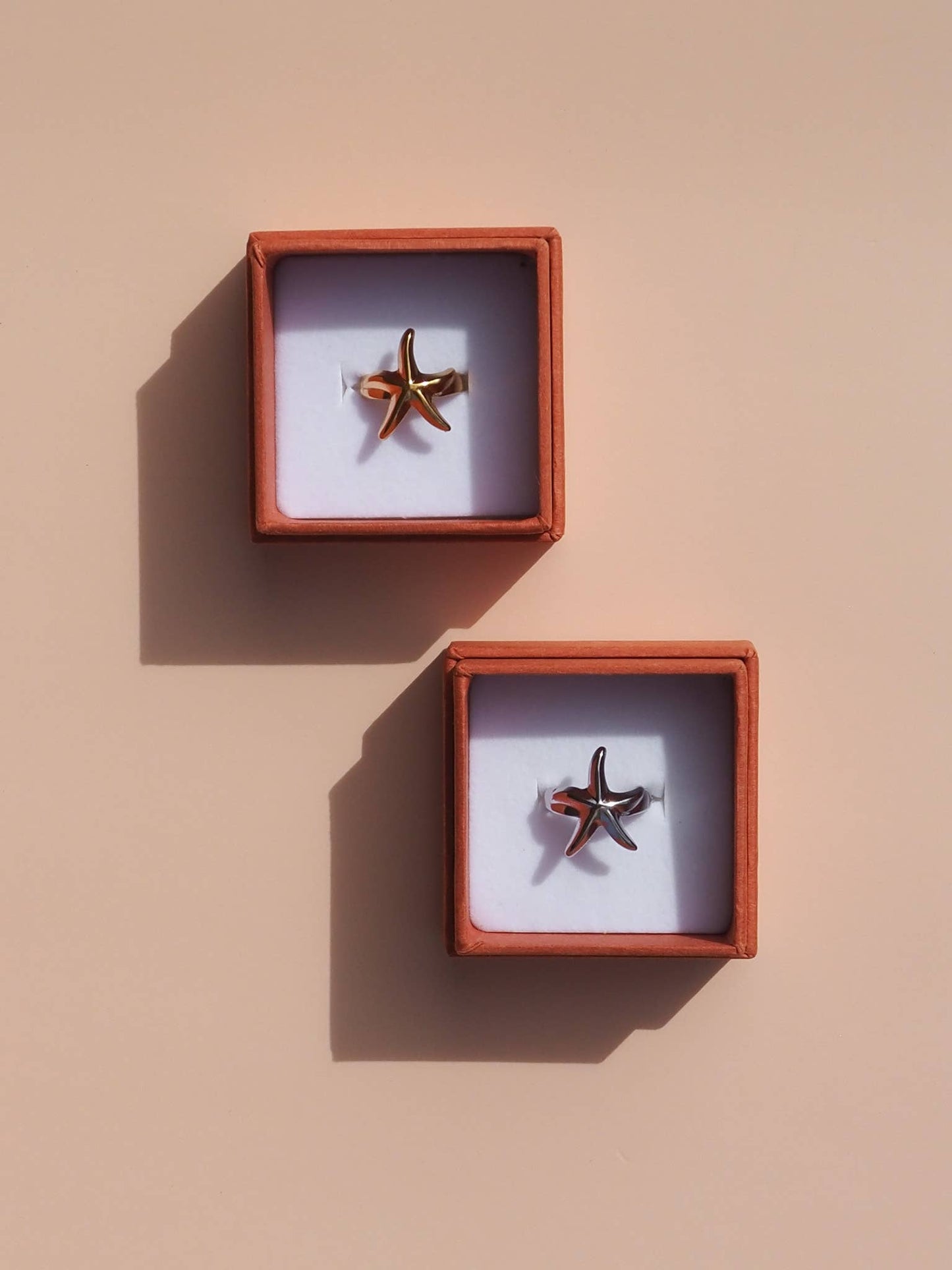 18K Gold Starfish Ring Adjustable : (Gold) 18K Gold over Surgical Steel