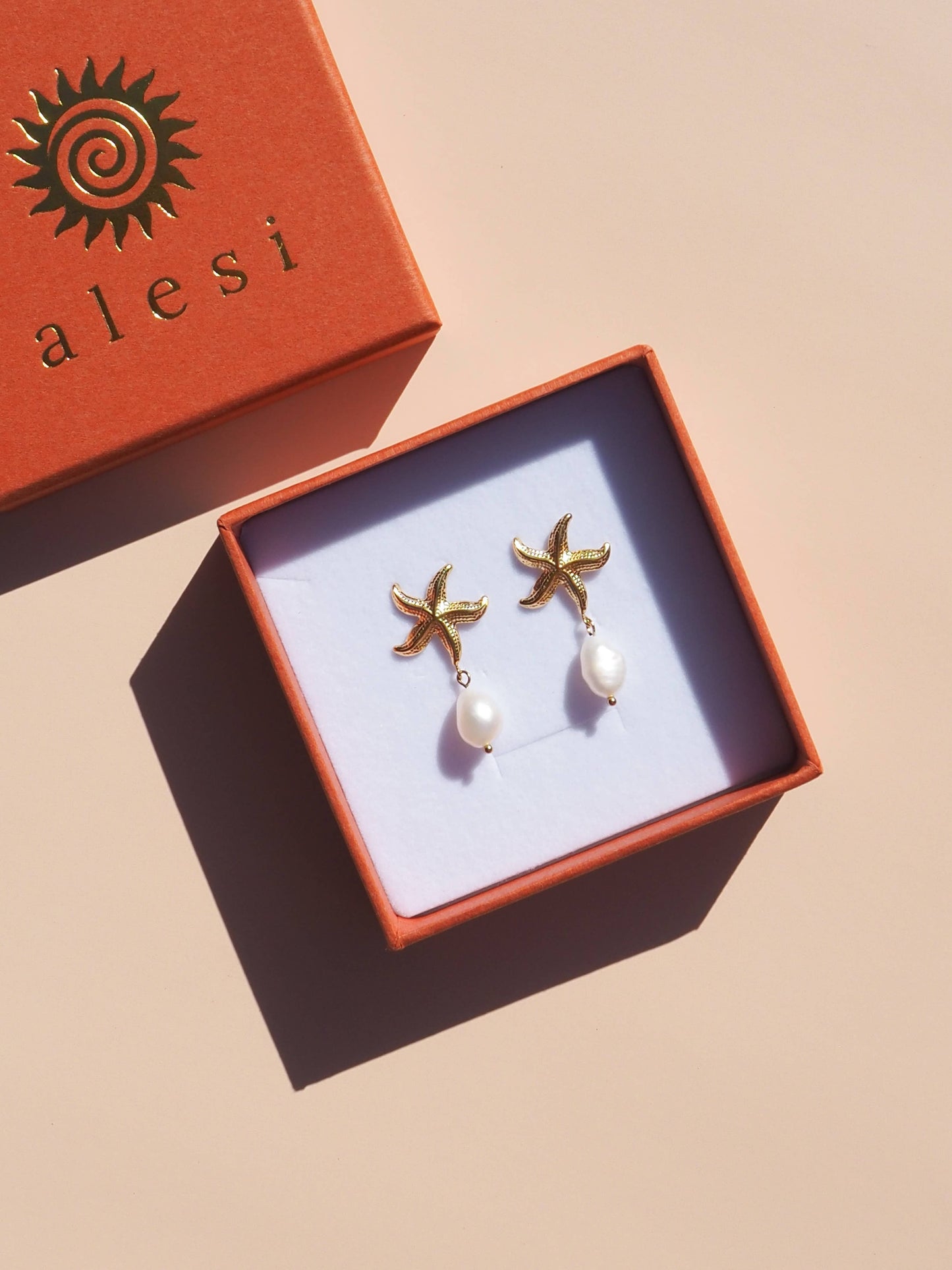 Starfish Freshwater Pearl Earrings 18K Gold