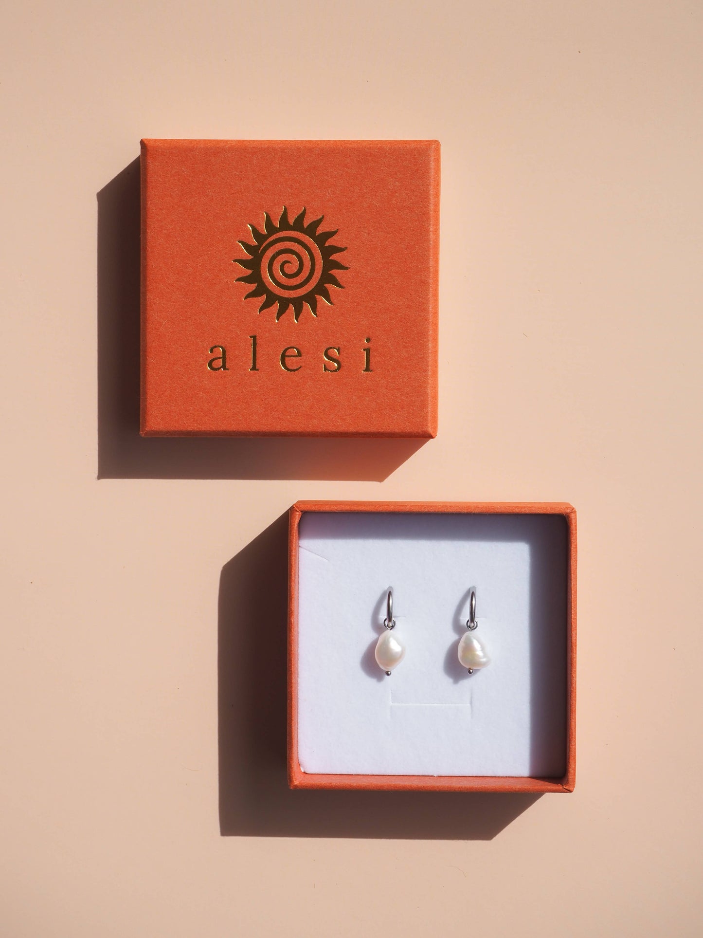 18K Gold Freshwater Pearl Hoops: (Silver) Surgical Steel