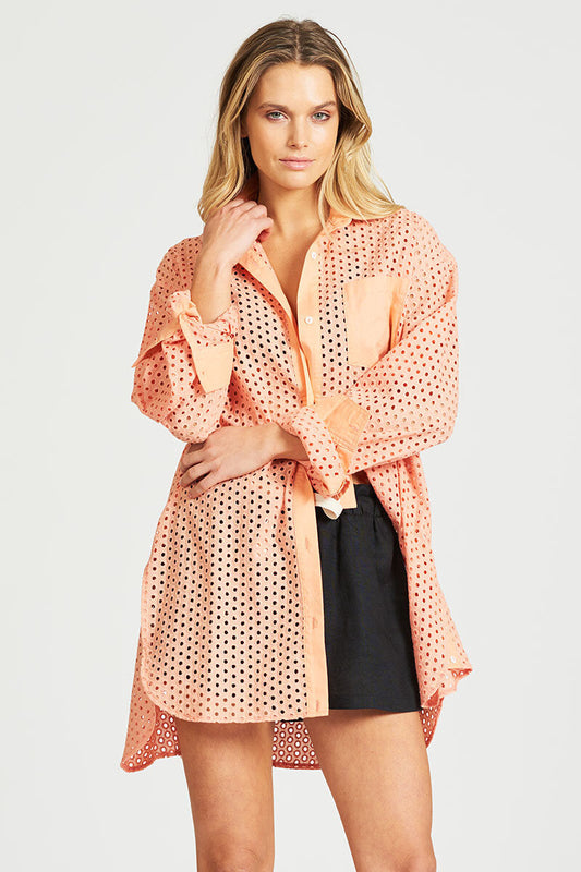 Boyfriend Shirt Holy Moley - Coral