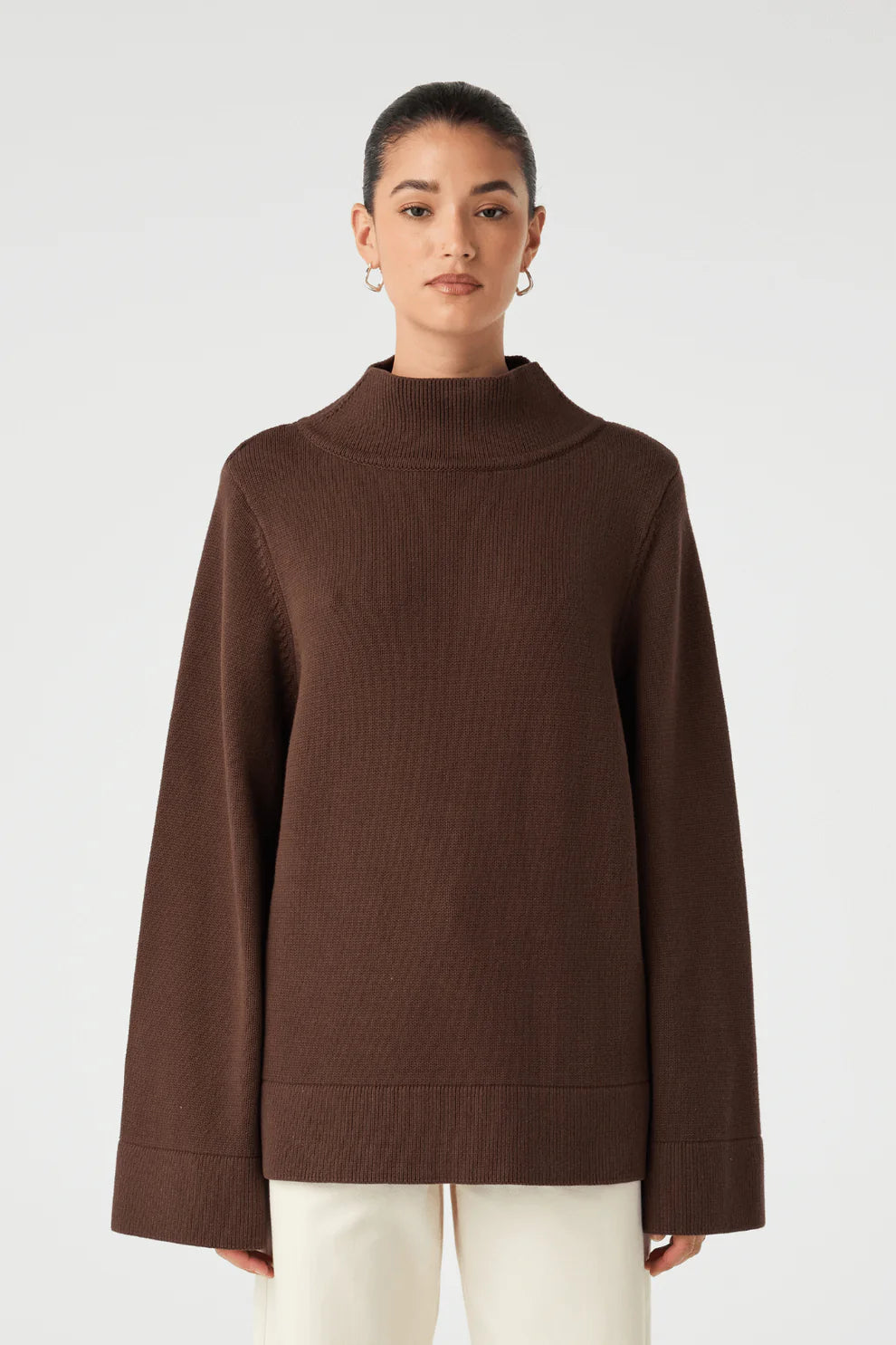 Ida Funnel Neck Sweater - Espresso
