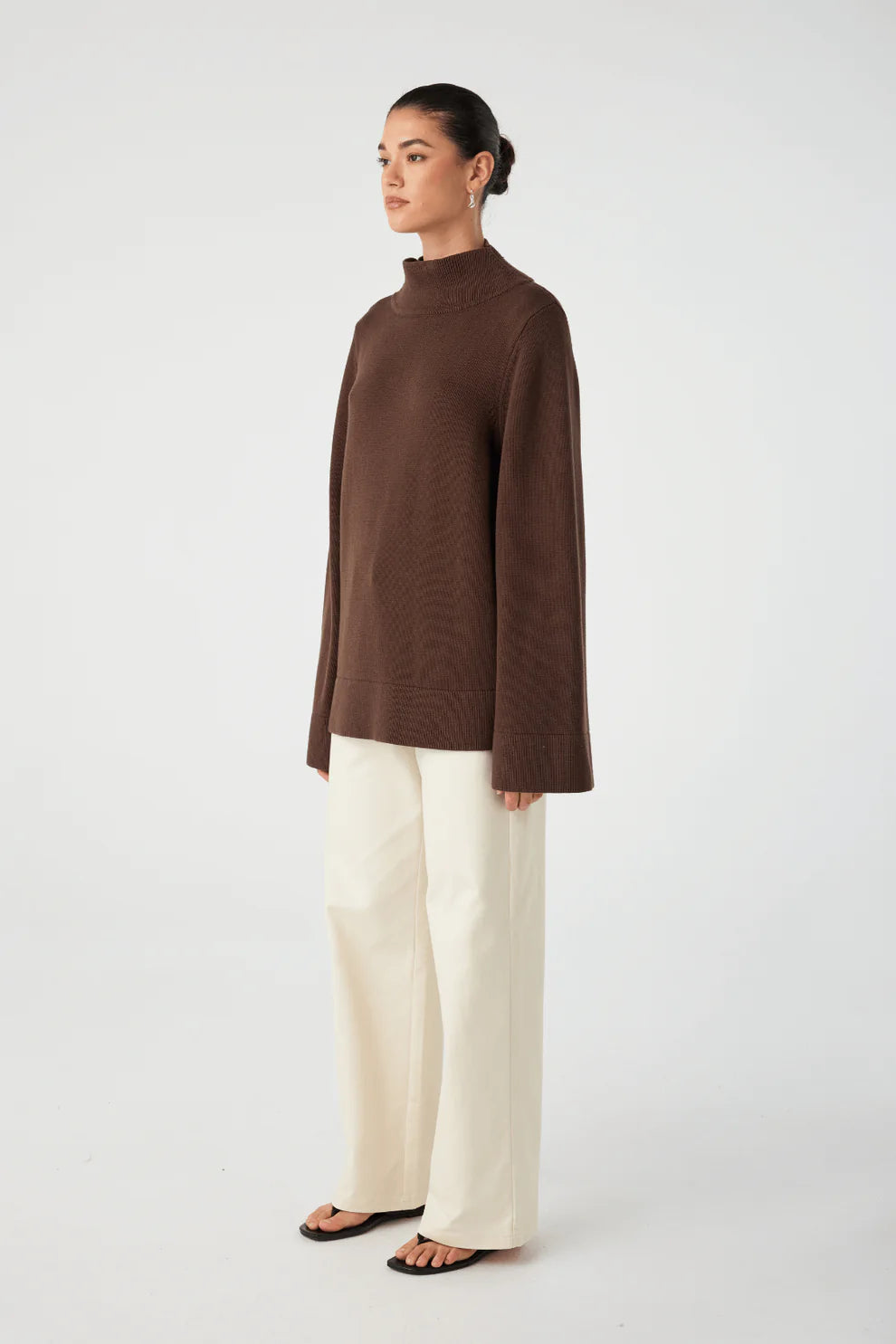 Ida Funnel Neck Sweater - Espresso