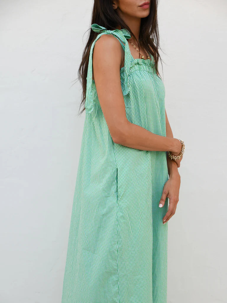 Nadia Gingham Maxi Dress- Green