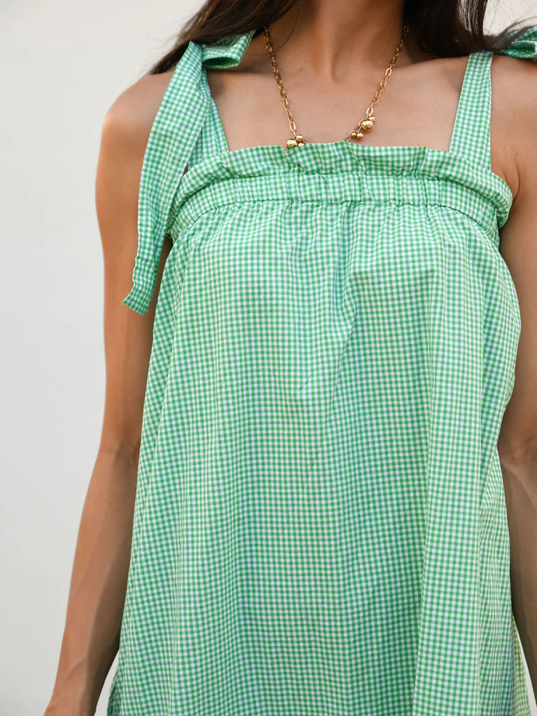 Nadia Gingham Maxi Dress- Green