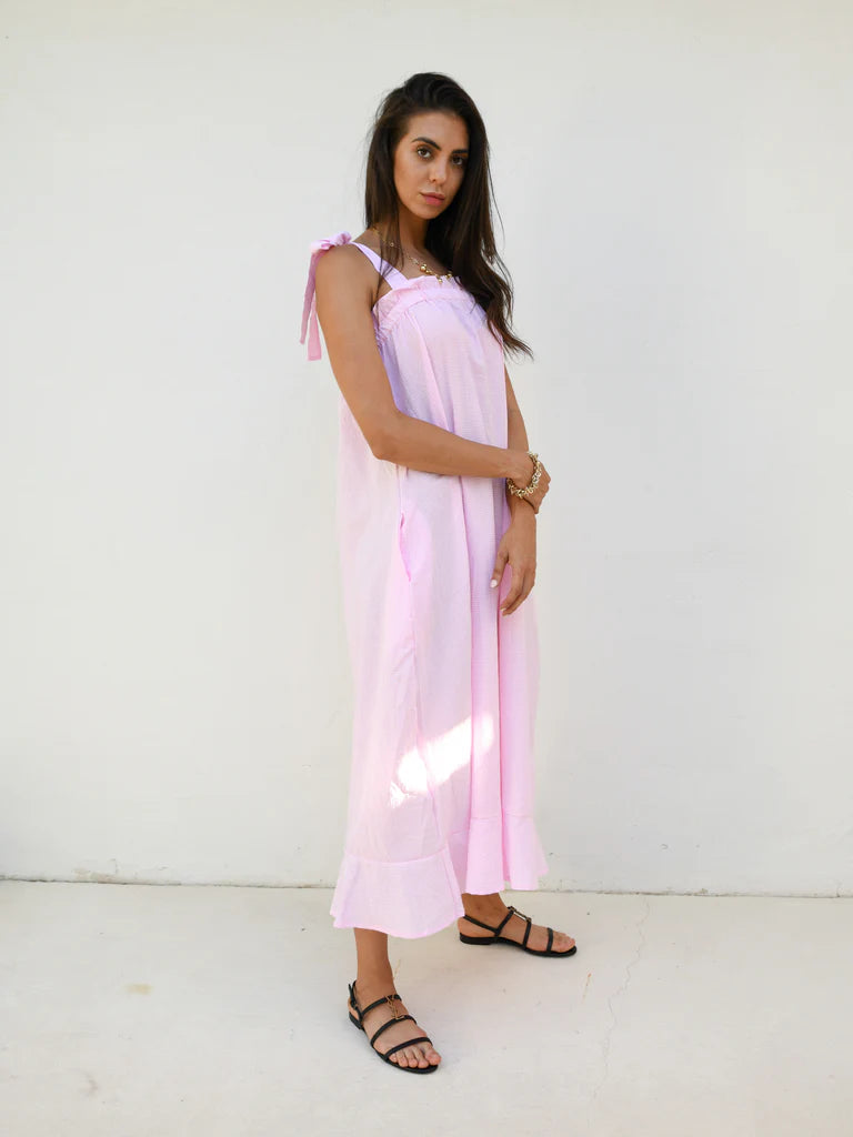 Nadia Gingham Maxi Dress- Pink