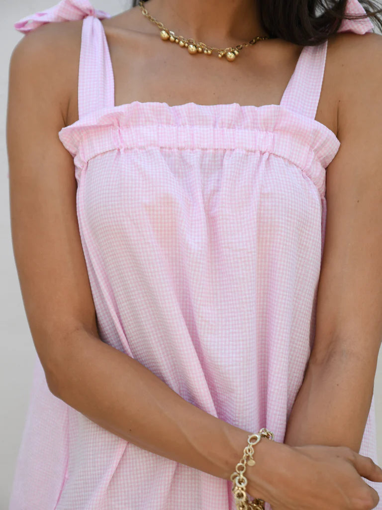 Nadia Gingham Maxi Dress- Pink