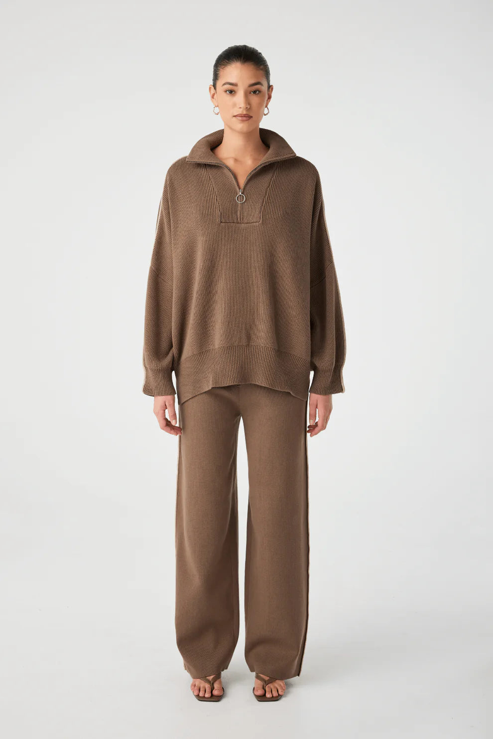 Milan Zip Sweater - Cacao