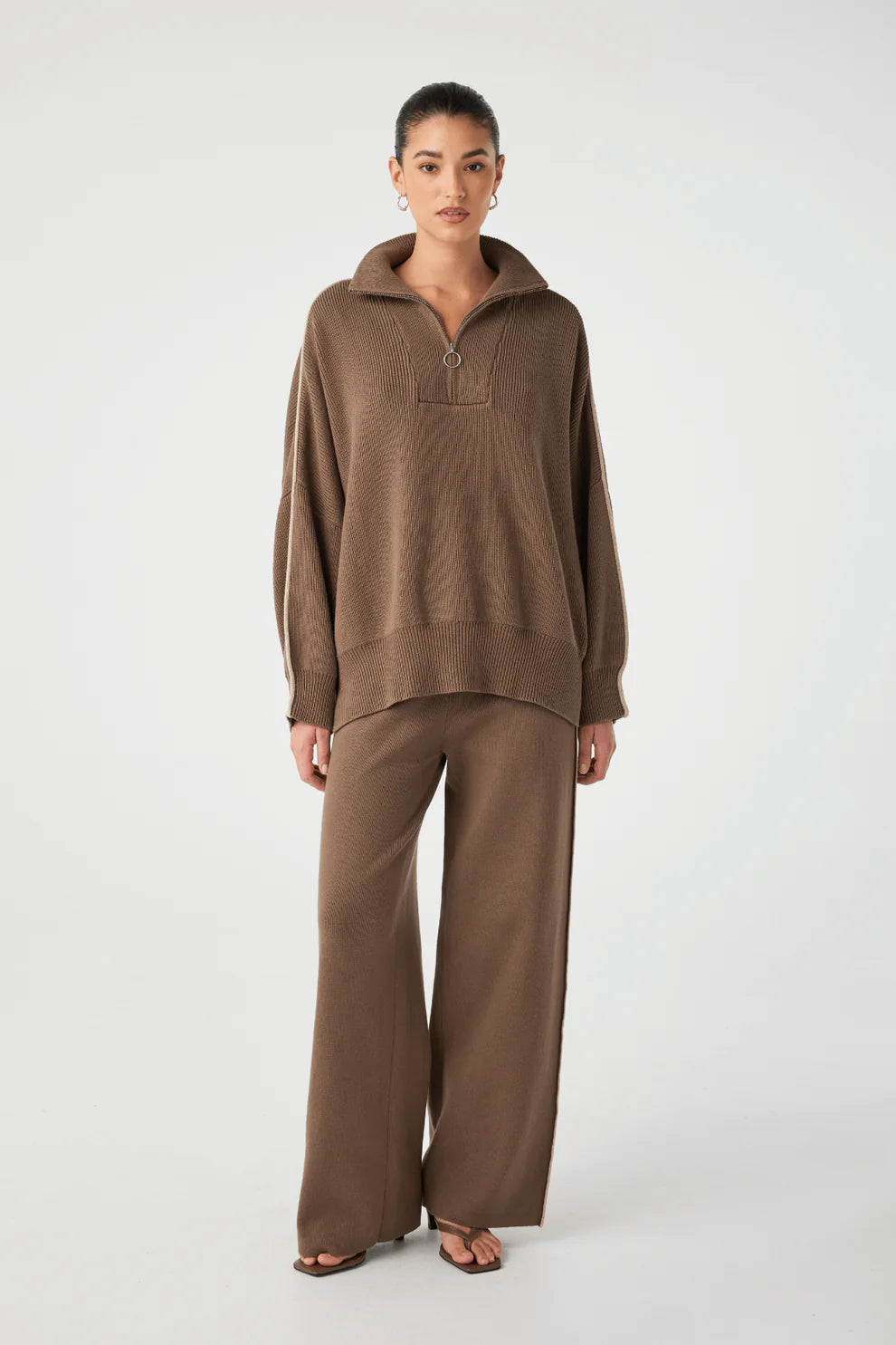 Milan Zip Sweater - Cacao