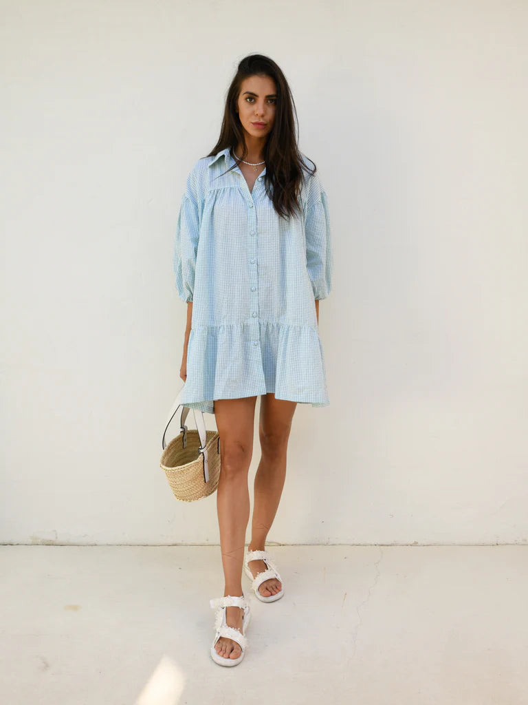 Jenna Shirt Dress -Palm Green Gingham