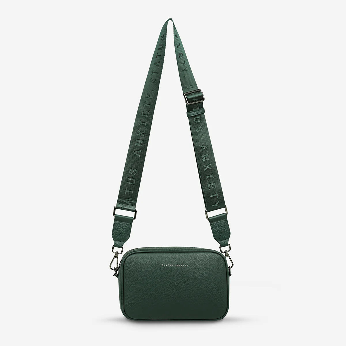 Plunder Leather Bag Webbed Strap - Green