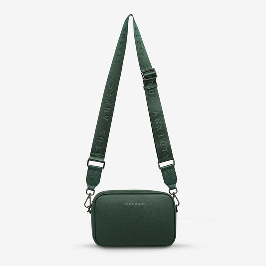Plunder Leather Bag Webbed Strap - Green