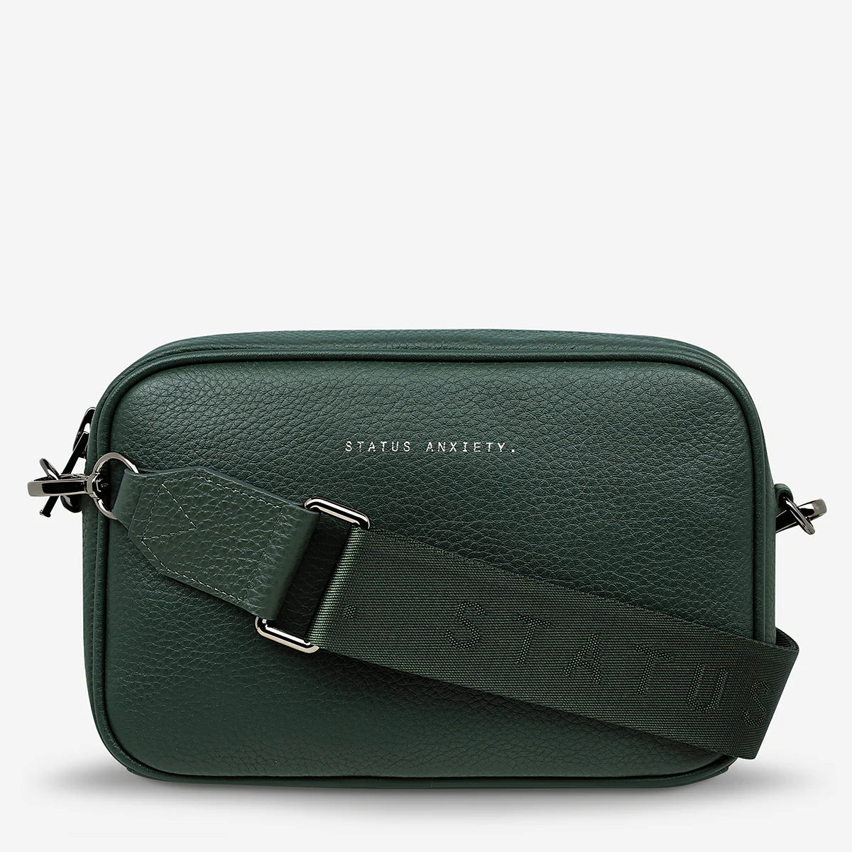 Plunder Leather Bag Webbed Strap - Green
