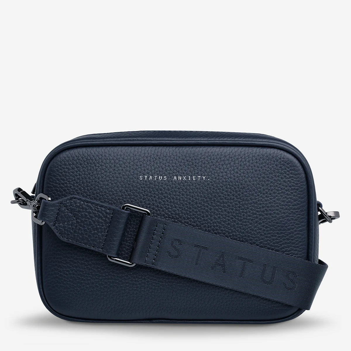 Plunder Leather Bag Webbed Strap - Midnight Blue
