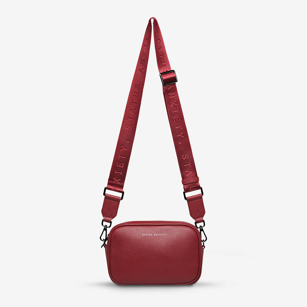 Plunder Leather Bag Webbed Strap - Rouge