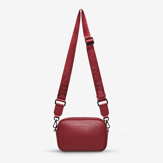 Plunder Leather Bag Webbed Strap - Rouge