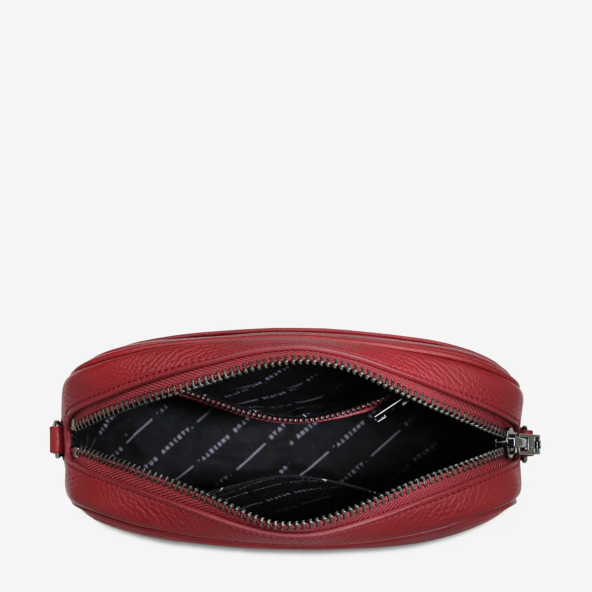 Plunder Leather Bag Webbed Strap - Rouge