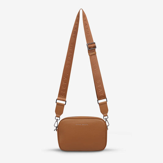 Plunder Leather Bag Webbed Strap - Camel