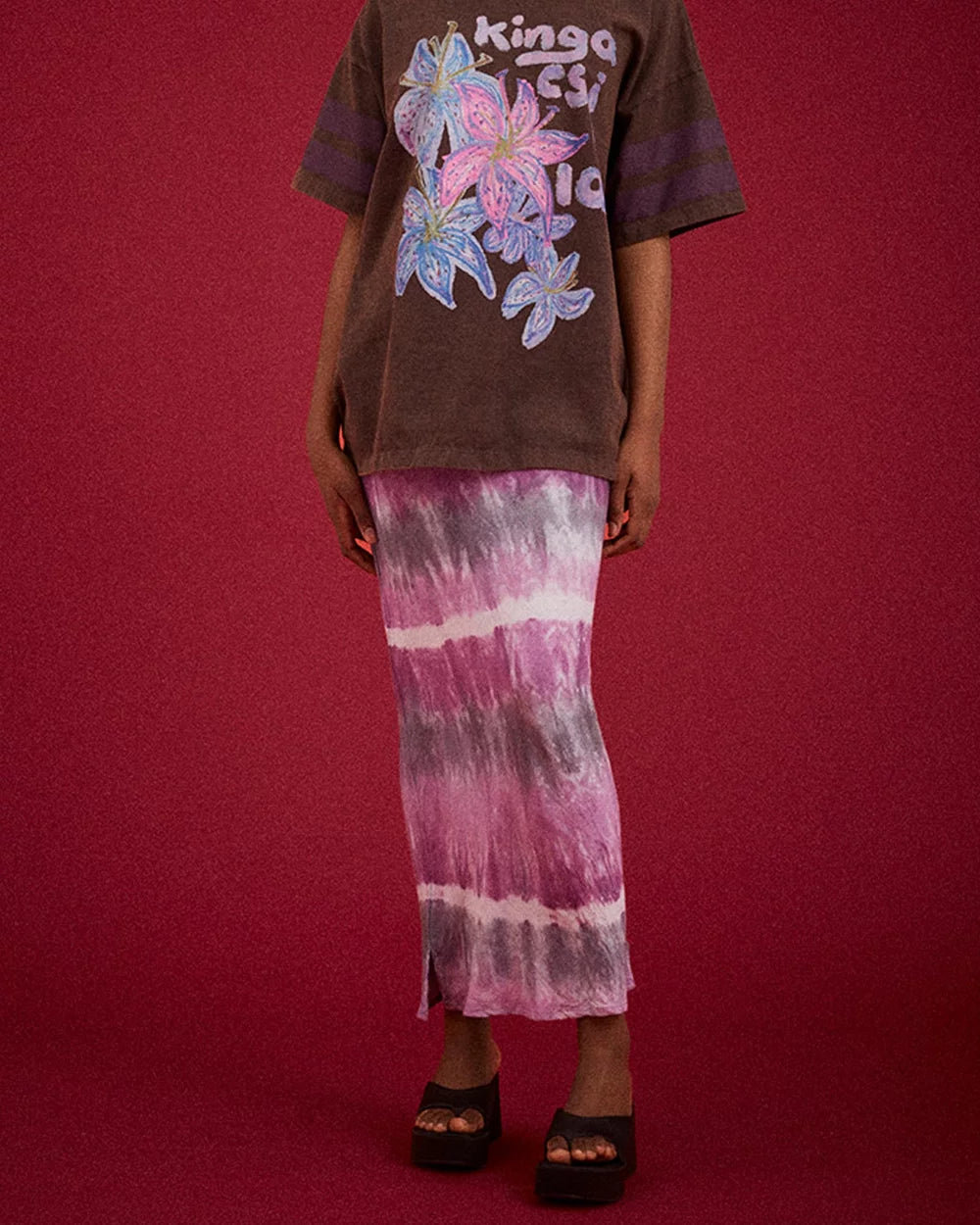 Purple Wave Column Skirt
