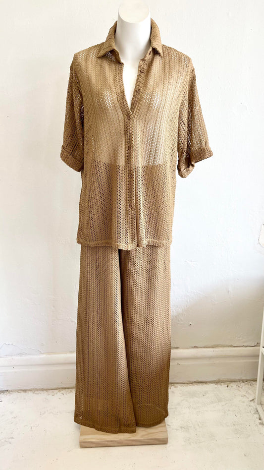Crotchet Pant Set - Brown