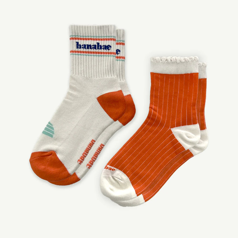 Banabae and Rib Scallop Organic Cotton Sock Pack- Ladies