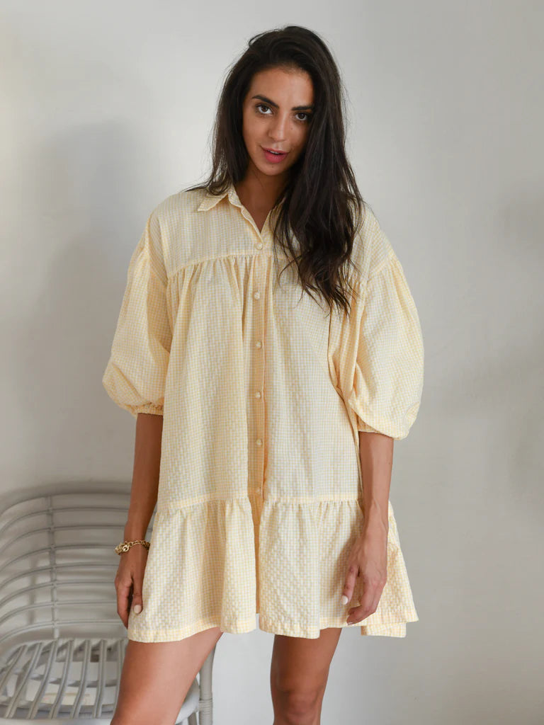 Jenna Shirt Dress -Yellow Gingham