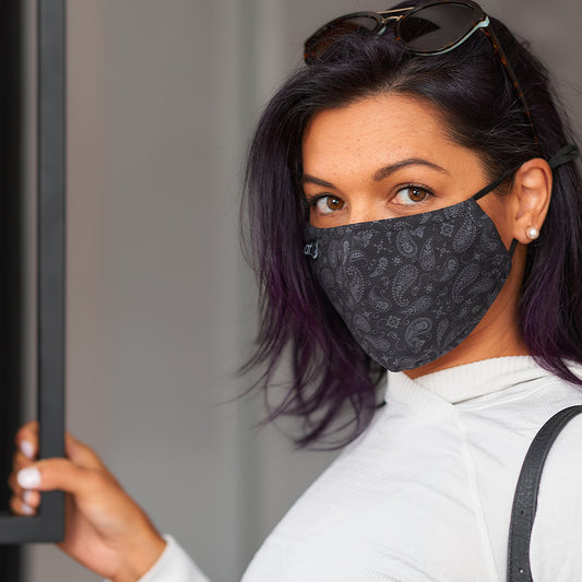 Face Mask - Shaped - Paisley Black