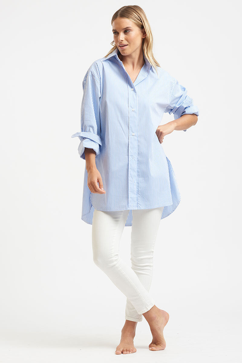 The Boyfriend Shirt - Blue Stripe