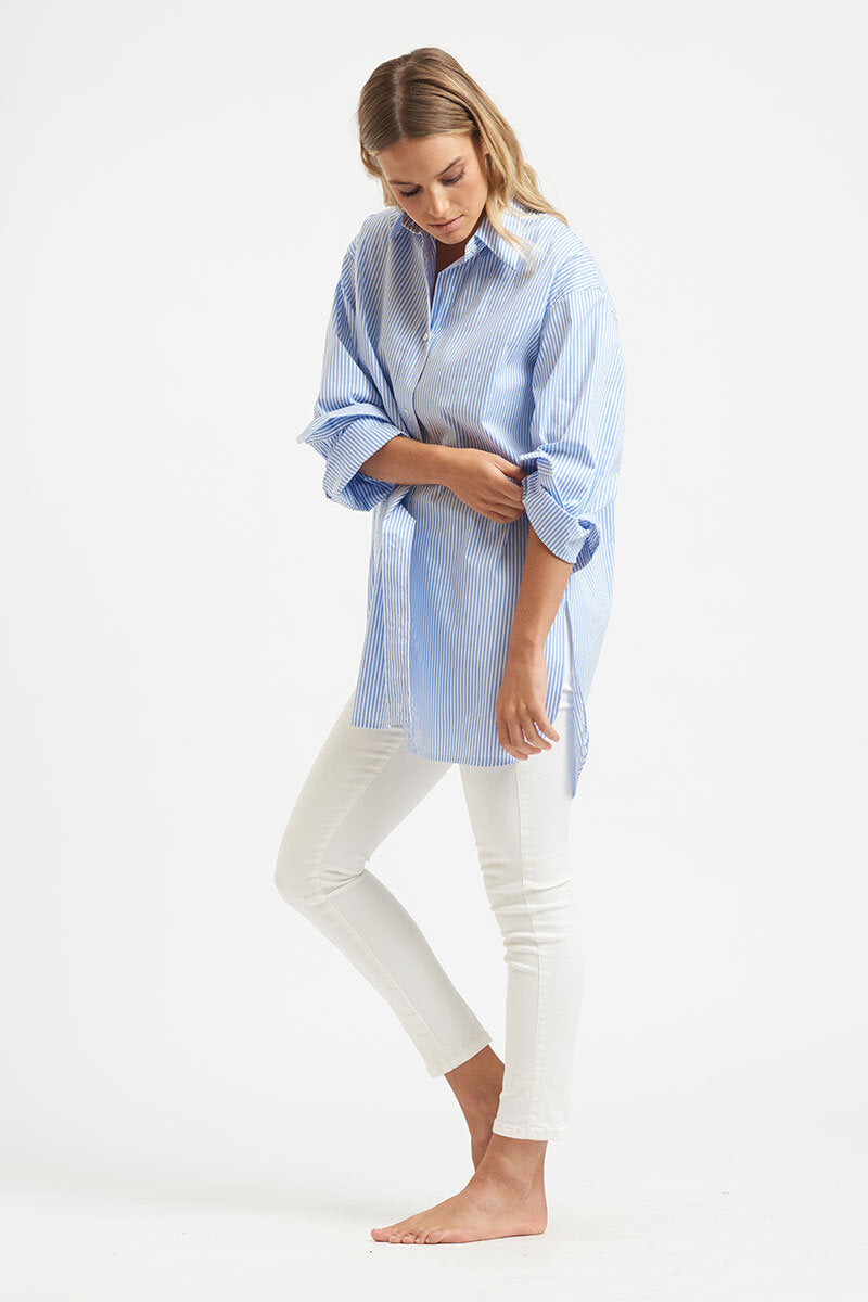 The Boyfriend Shirt - Blue Stripe