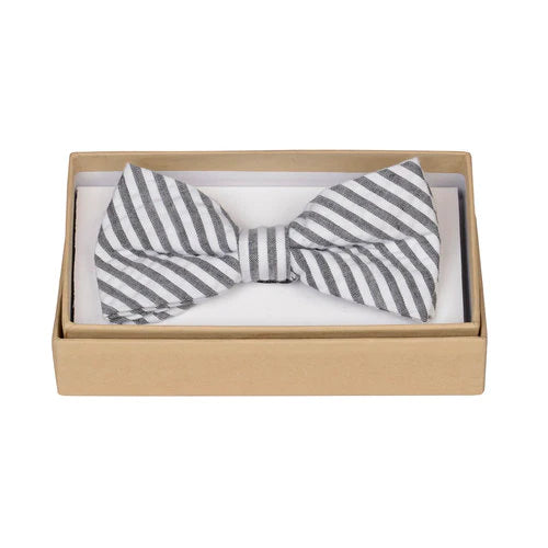 Charcoal Stripe Bow